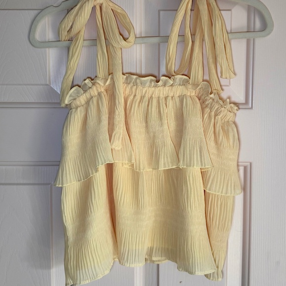 Lulus Tiers To Summer Yellow Tie-strap Tiered Tank Top - Size XS - Picture 3 of 6